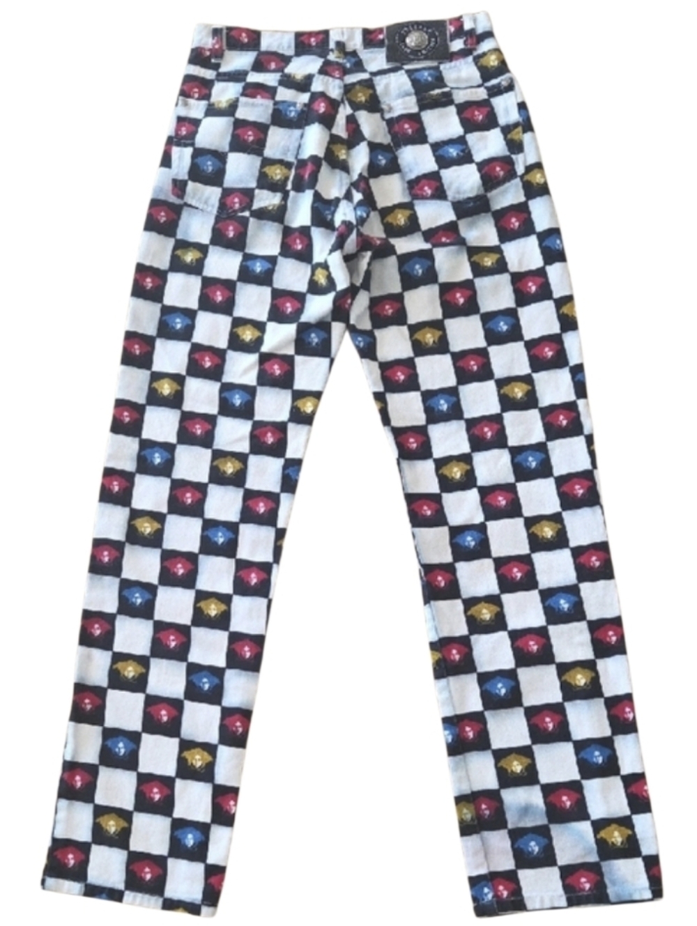 Versace Jeans Black & White Check Cotton with Multicolor Medusa Print - Picture 5 of 10